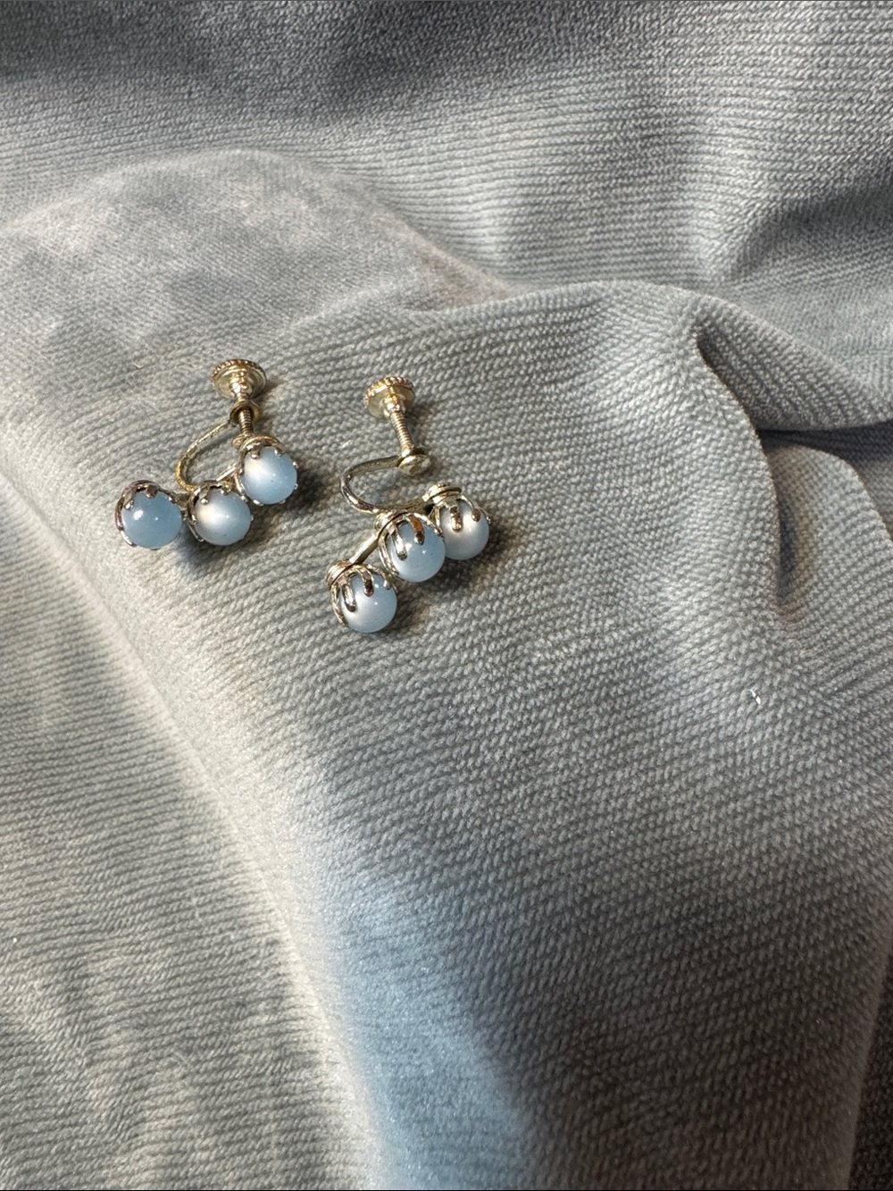 Gold-Plated Drop Earrings with White Chalcedony Beads